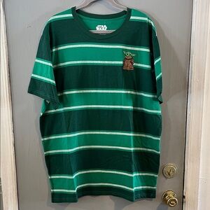 Star Wars Baby Yoda Grogu Embroidered Mad Engine NWOT Green Stripes 2XL